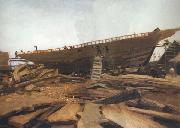 Winslow Homer Shipbuilding at Gloucester (mk44) USA oil painting reproduction
